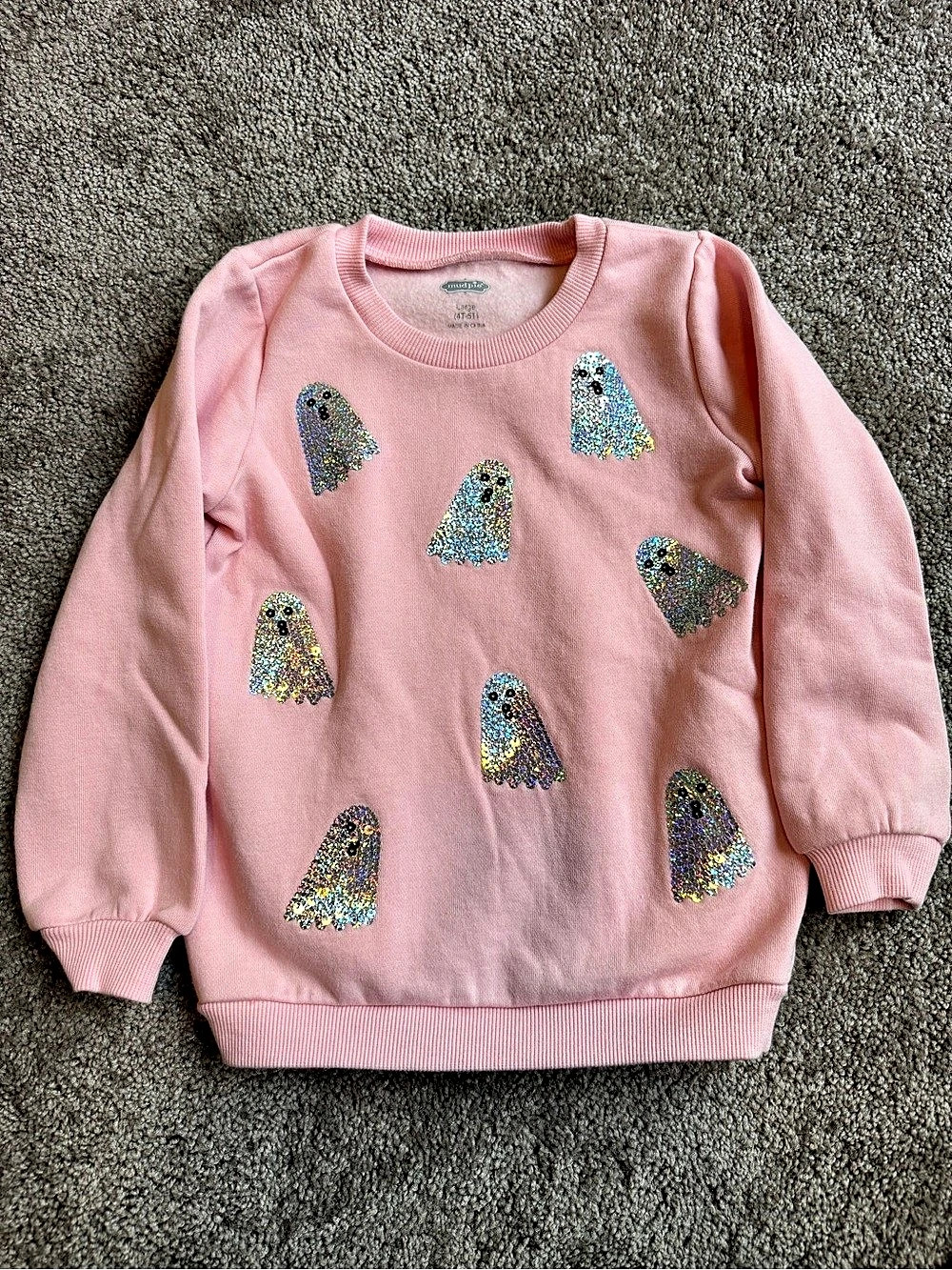 mudpie Girls Pink Sequin Sweatshirt Size Large (4T-5T)
